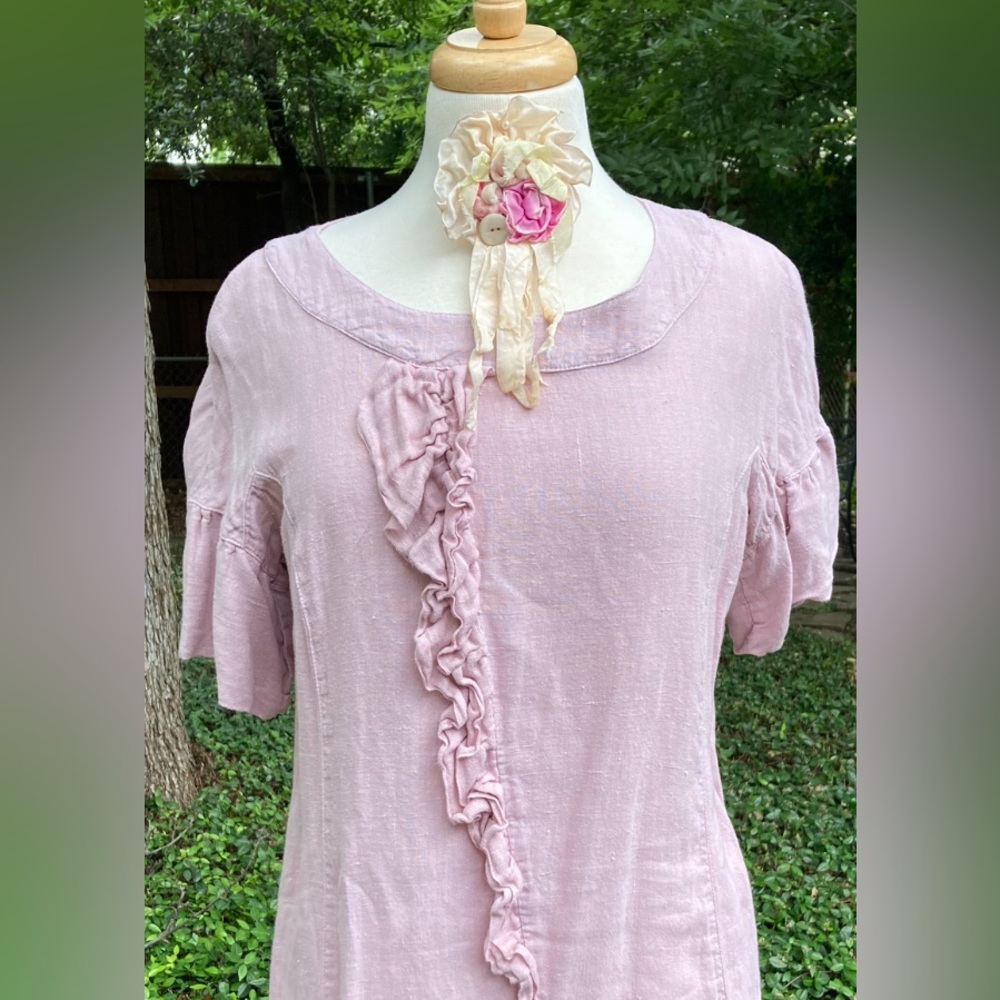 GRIZAS Linen Dusty Rose Dress S